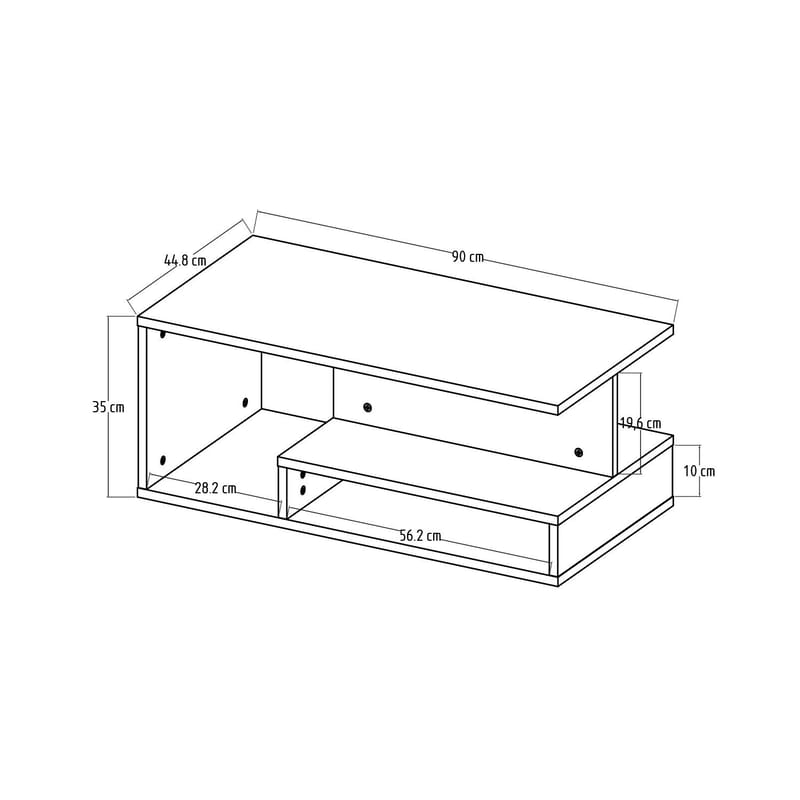 Fenlo Soffbord 90x35x44,8 cm - Vit valnöt - Products - Möbler - Bord & matgrupp - Soffbord