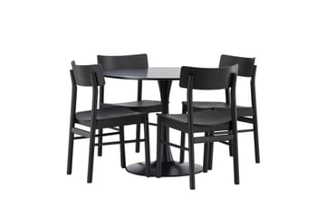 Glade Matgrupp + 4 stolar Rektangulär - Svart - Products - Möbler - Bord & matgrupp - Matgrupp