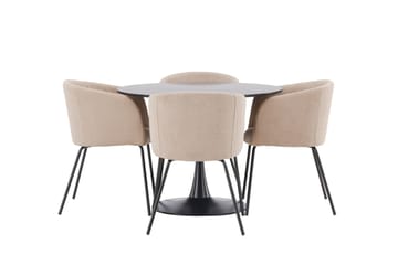 Glade Matgrupp 100 cm Rund med 4 Berit stolar - Beige - Products - Möbler - Bord & matgrupp - Matgrupp
