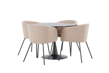 Glade Matgrupp 100 cm Rund med 4 Berit stolar - Beige - Products - Möbler - Bord & matgrupp - Matgrupp