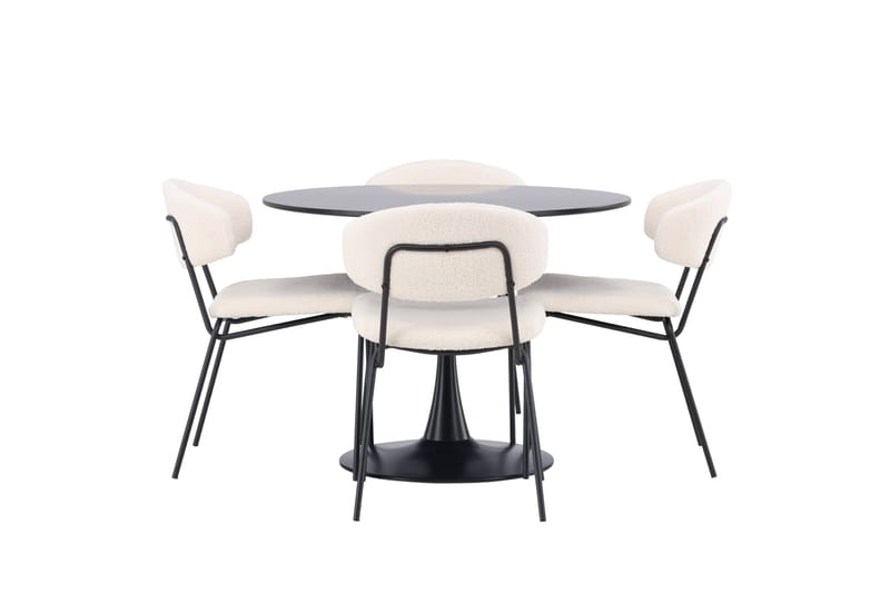 Glade Matgrupp 100 cm Rund med 4 Chico Stolar - Svart - Products - Möbler - Bord & matgrupp - Matgrupp