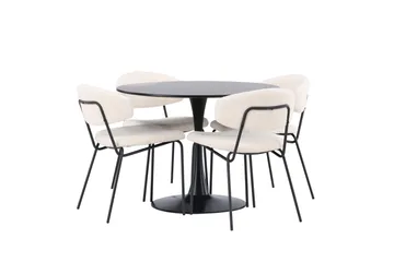 Glade Matgrupp 100 cm Rund med 4 Chico Stolar - Svart - Products - Möbler - Bord & matgrupp - Matgrupp