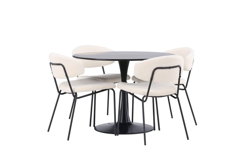 Glade Matgrupp 100 cm Rund med 4 Chico Stolar - Svart - Products - Möbler - Bord & matgrupp - Matgrupp