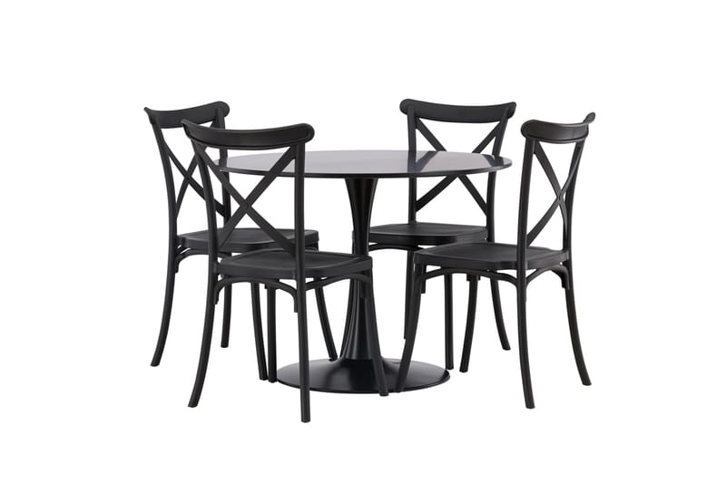 Glade Matgrupp 100 cm Rund med 4 Crosett stolar - Svart - Products - Möbler - Bord & matgrupp - Matgrupp