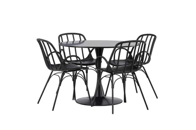 Glade Matgrupp 100 cm Rund med 4 Dyrön stolar - Svart - Products - Möbler - Bord & matgrupp - Matgrupp