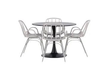 Glade Matgrupp 100 cm Rund med 4 Dyrön stolar - Svart - Products - Möbler - Bord & matgrupp - Matgrupp