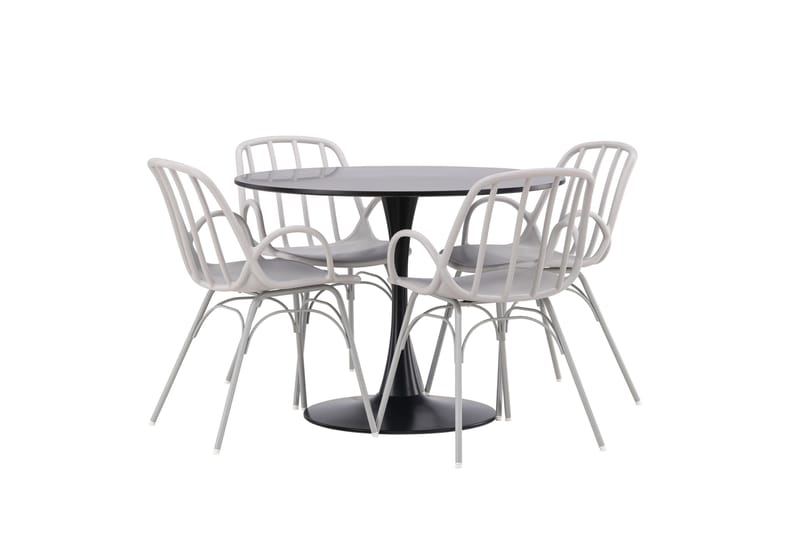 Glade Matgrupp 100 cm Rund med 4 Dyrön stolar - Svart - Products - Möbler - Bord & matgrupp - Matgrupp