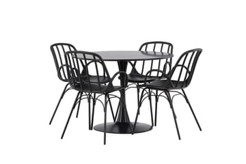 Glade Matgrupp 100 cm Rund med 4 Dyrön stolar - Svart - Products - Möbler - Bord & matgrupp - Matgrupp