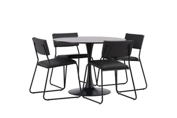 Glade Matgrupp 100 cm Rund med 4 Kenth Stolar - Svart - Products - Möbler - Bord & matgrupp - Matgrupp