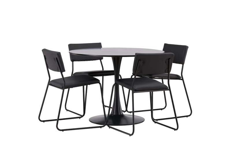 Glade Matgrupp 100 cm Rund med 4 Kenth Stolar - Svart - Products - Möbler - Bord & matgrupp - Matgrupp