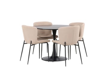 Glade Matgrupp 100 cm Rund med 4 Modesto stolar - Beige - Products - Möbler - Bord & matgrupp - Matgrupp