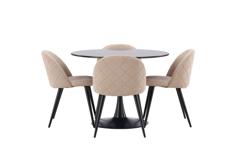 Glade Matgrupp 100 cm Rund med 4 Velvet stolar - Beige - Products - Möbler - Bord & matgrupp - Matgrupp
