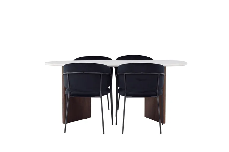 Grönvik Matgrupp 180 cm Oval med 4 Selma Stolar, Mocca