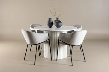Härön Matgrupp 110 cm Rund med 4 Evelina stolar - Vit/Grå - Products - Möbler - Bord & matgrupp - Matgrupp