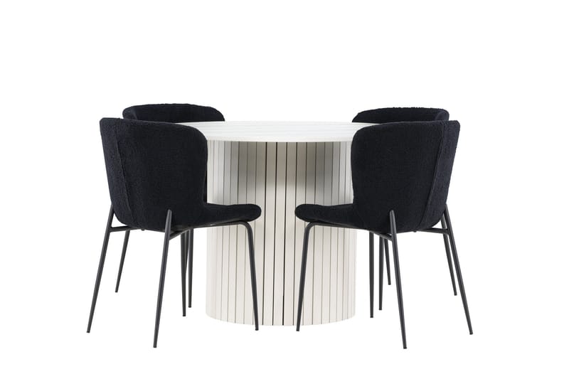 Härön Matgrupp 110 cm Rund med 4 Modesto stolar - Vit/Svart - Products - Möbler - Bord & matgrupp - Matgrupp