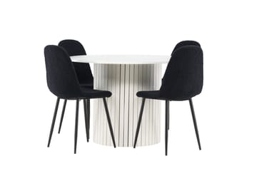 Härön Matgrupp 110 cm Rund med 4 Polar stolar - Vit/Svart - Products - Möbler - Bord & matgrupp - Matgrupp