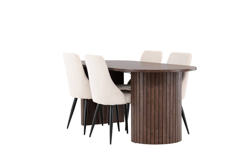 Härön Matgrupp 200 cm Oval med 4 Leone stolar - Mocca/Beige - Products - Möbler - Bord & matgrupp - Matgrupp