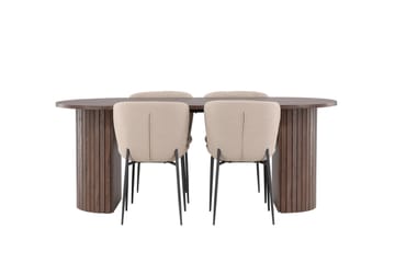 Härön Matgrupp 200 cm Oval med 4 Modesto stolar - Mocca/Beige - Products - Möbler - Bord & matgrupp - Matgrupp