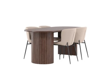 Härön Matgrupp 200 cm Oval med 4 Modesto stolar - Mocca/Beige - Products - Möbler - Bord & matgrupp - Matgrupp