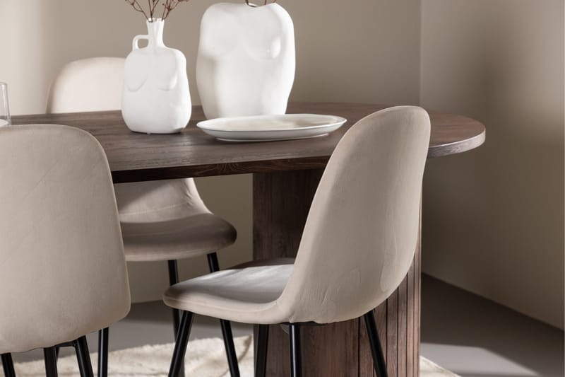 Härön Matgrupp 200 cm Oval med 4 Polar stolar - Mocca/Beige - Products - Möbler - Bord & matgrupp - Matgrupp