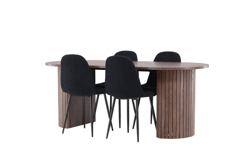 Härön Matgrupp 200 cm Oval med 4 Polar stolar - Mocca/Svart - Products - Möbler - Bord & matgrupp - Matgrupp