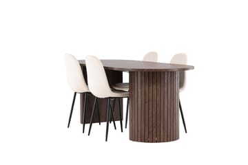 Härön Matgrupp 200 cm Oval med 4 Polar stolar - Mocca/Beige - Products - Möbler - Bord & matgrupp - Matgrupp