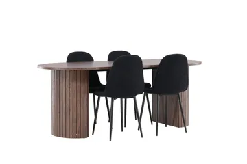 Härön Matgrupp 200 cm Oval med 4 Polar stolar - Mocca/Svart - Products - Möbler - Bord & matgrupp - Matgrupp