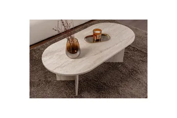 Hasina Ovalt Soffbord 119x60 cm med Travertinutseende - Vit - Products - Möbler - Bord & matgrupp - Soffbord