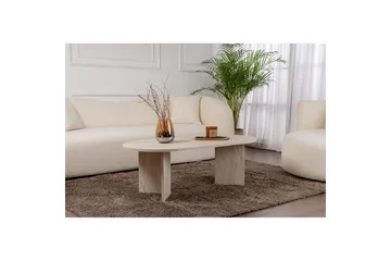 Hasina Ovalt Soffbord 119x60 cm med Travertinutseende - Vit - Products - Möbler - Bord & matgrupp - Soffbord