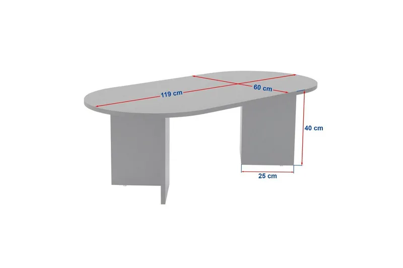 Hasina Ovalt Soffbord 119x60 cm med Travertinutseende - Vit - Products - Möbler - Bord & matgrupp - Soffbord