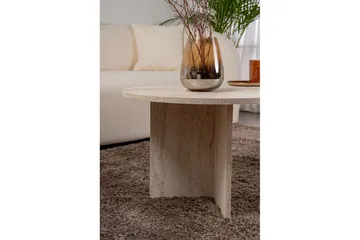 Hasina Ovalt Soffbord 119x60 cm med Travertinutseende - Vit - Products - Möbler - Bord & matgrupp - Soffbord