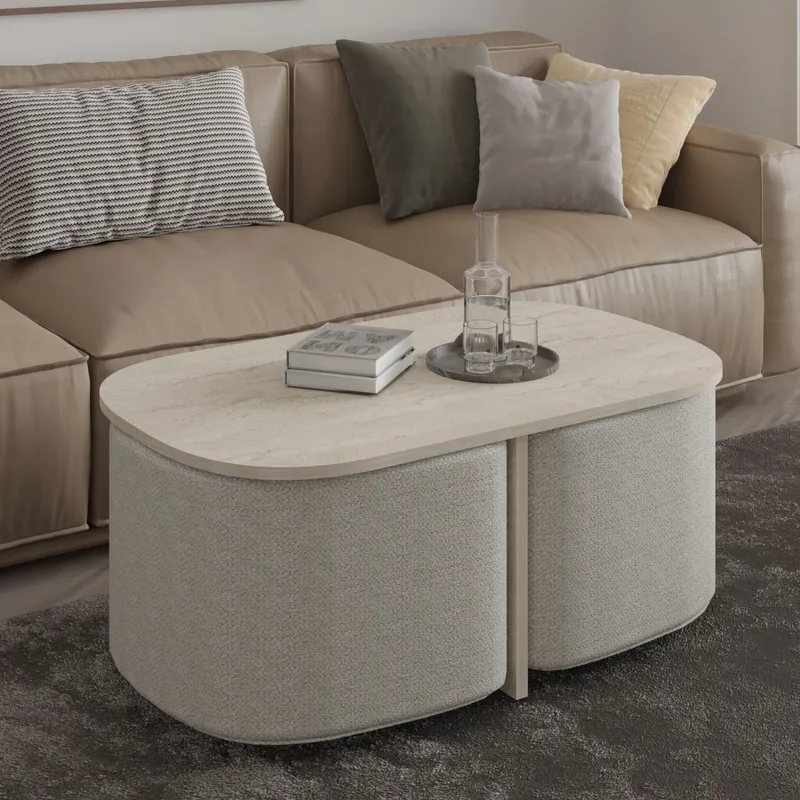 Hu Soffbordsset 90x42,9x45 cm - Travertin - Products - Möbler - Bord & matgrupp - Soffbord