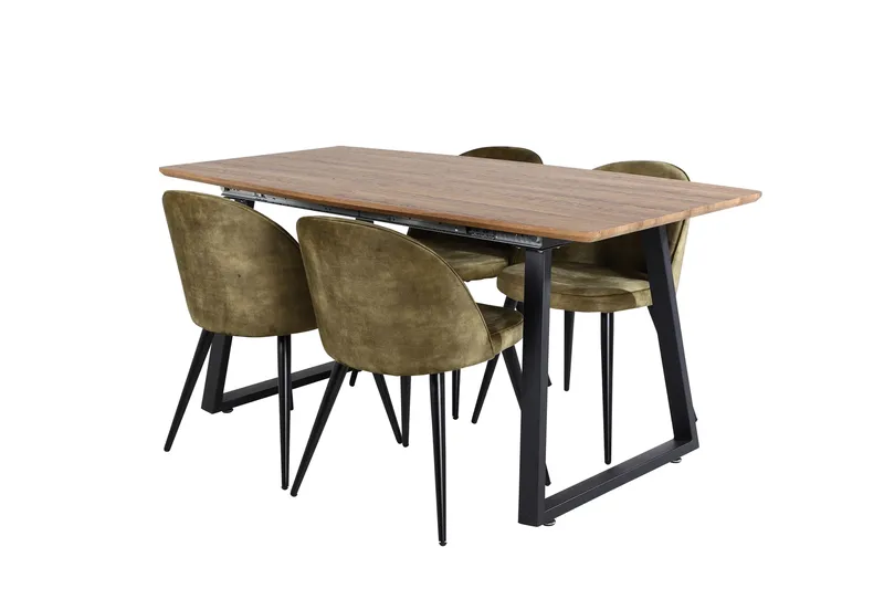 Inca Matgrupp 160 cm Rektangulär med 4 Velvet stolar - Svart - Products - Möbler - Bord & matgrupp - Matgrupp