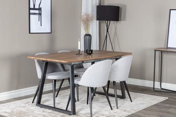 Inca Matgrupp 160 cm Rektangulär med 4 Velvet Stolar - Svart - Products - Möbler - Bord & matgrupp - Matgrupp