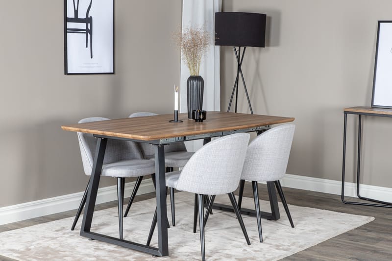 Inca Matgrupp 160 cm Rektangulär med 4 Velvet Stolar - Svart - Products - Möbler - Bord & matgrupp - Matgrupp