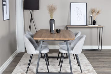 Inca Matgrupp 160 cm Rektangulär med 4 Velvet Stolar - Svart - Products - Möbler - Bord & matgrupp - Matgrupp