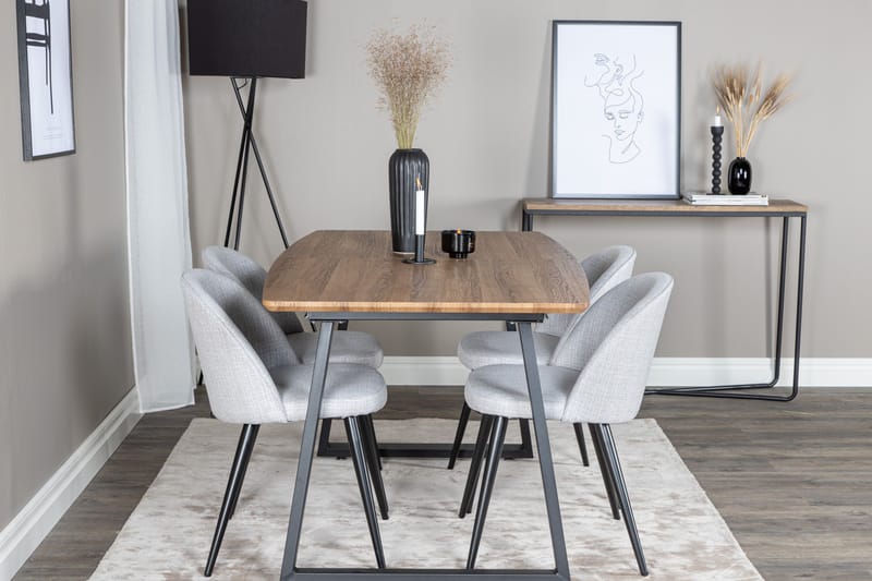 Inca Matgrupp 160 cm Rektangulär med 4 Velvet Stolar - Svart - Products - Möbler - Bord & matgrupp - Matgrupp