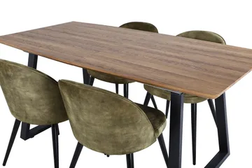 Inca Matgrupp 160 cm Rektangulär med 4 Velvet stolar - Svart - Products - Möbler - Bord & matgrupp - Matgrupp