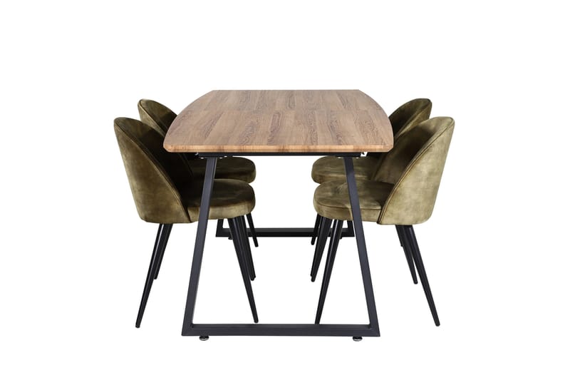 Inca Matgrupp 160 cm Rektangulär med 4 Velvet stolar - Svart - Products - Möbler - Bord & matgrupp - Matgrupp