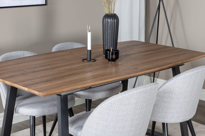 Inca Matgrupp 160 cm Rektangulär med 4 Velvet Stolar - Svart - Products - Möbler - Bord & matgrupp - Matgrupp