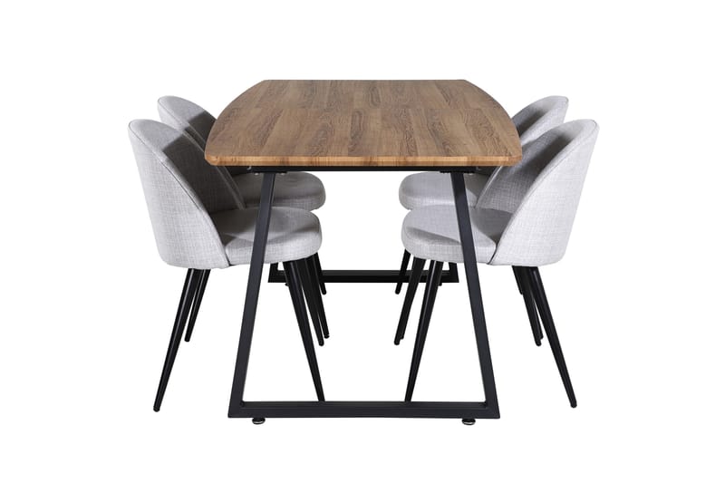 Inca Matgrupp 160 cm Rektangulär med 4 Velvet Stolar - Svart - Products - Möbler - Bord & matgrupp - Matgrupp