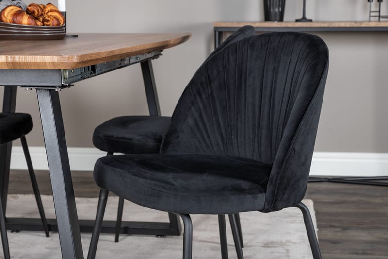 Inca Matgrupp 160 cm Rektangulär med 4 Wrinkles stolar - Svart - Products - Möbler - Bord & matgrupp - Matgrupp