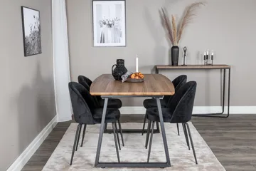 Inca Matgrupp 160 cm Rektangulär med 4 Wrinkles stolar - Svart - Products - Möbler - Bord & matgrupp - Matgrupp