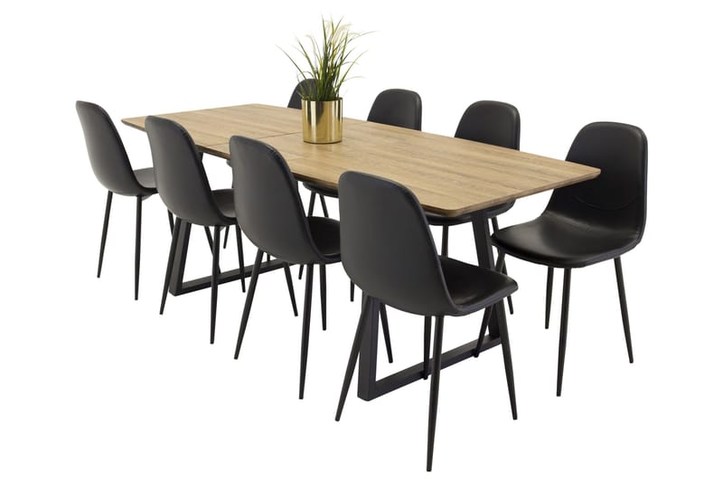 Inca Matgrupp 160 cm Rektangulär med 8 Polar stolar - Svart - Products - Möbler - Bord & matgrupp - Matgrupp