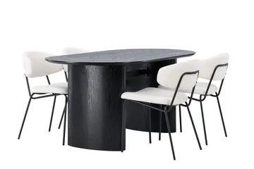 Isolde Matgrupp 180 cm Oval med 4 Chico Stolar - Svart - Products - Möbler - Bord & matgrupp - Matgrupp