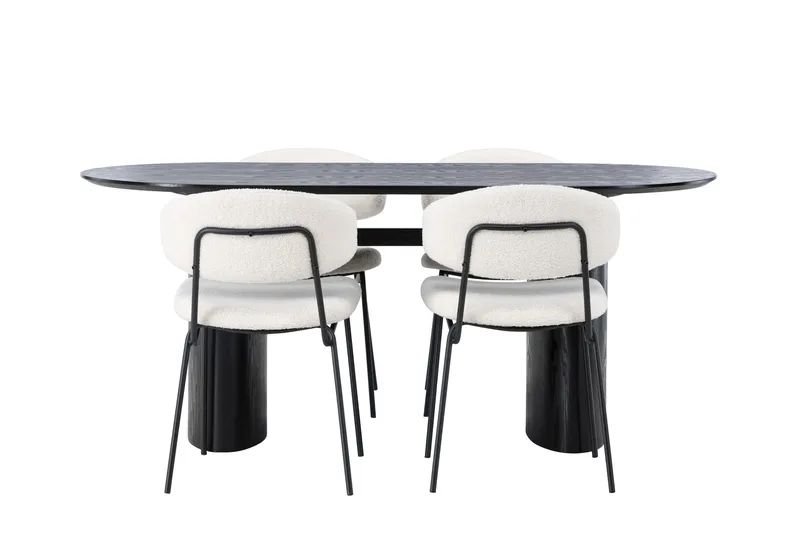 Isolde Matgrupp 180 cm Oval med 4 Chico Stolar - Svart - Products - Möbler - Bord & matgrupp - Matgrupp