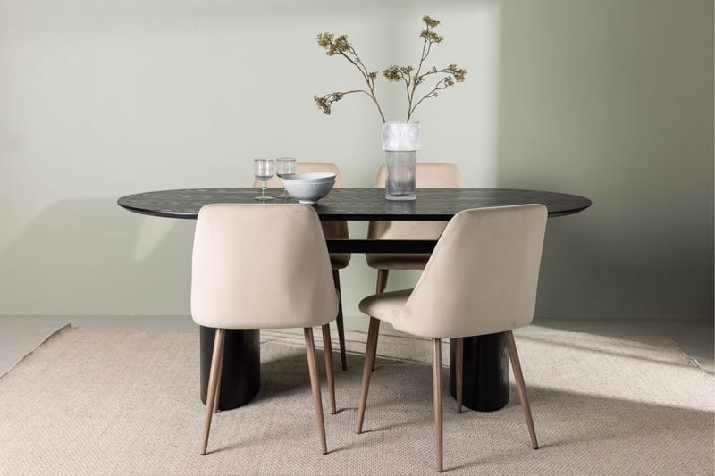 Isolde Matgrupp 180 cm Oval med 4 Night Stolar - Svart - Products - Möbler - Bord & matgrupp - Matgrupp