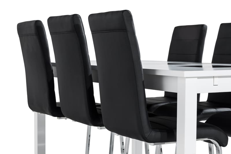 Jasmin Förlängningsbar Matgrupp 180 cm med 6 Cibus Stol - Vit/Svart - Products - Möbler - Bord & matgrupp - Matgrupp