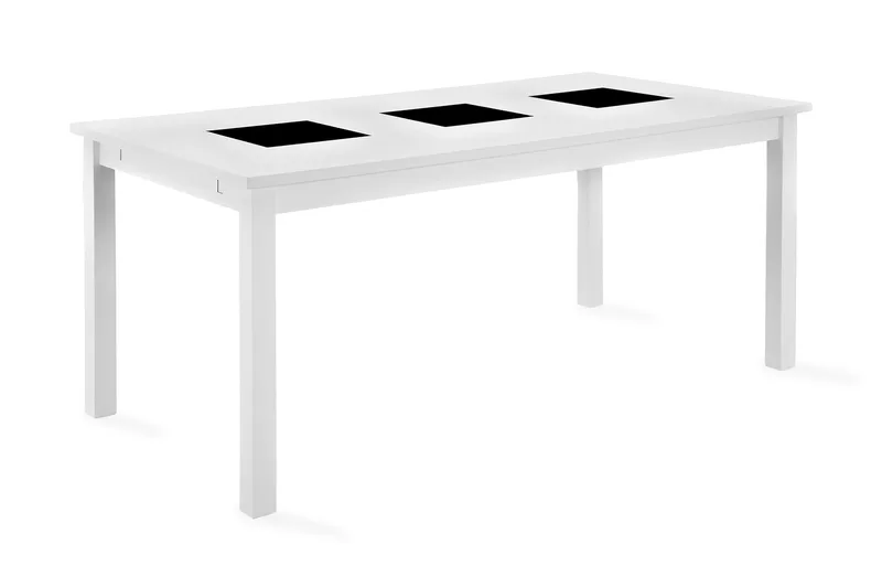 Jasmin Förlängningsbart Matbord 180 cm +  6 st Nibe stol beige med svarta ben - Vit/Beige - Products - Möbler - Bord & matgrupp - Matgrupp