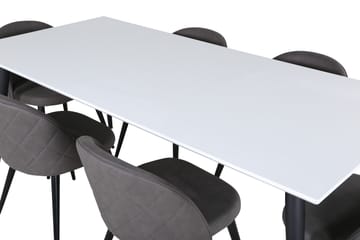Jimmy Matgrupp 195 cm Rektangulär med 6 Velvet stolar - Svart - Products - Möbler - Bord & matgrupp - Matgrupp